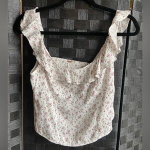 Free People Floral White Top